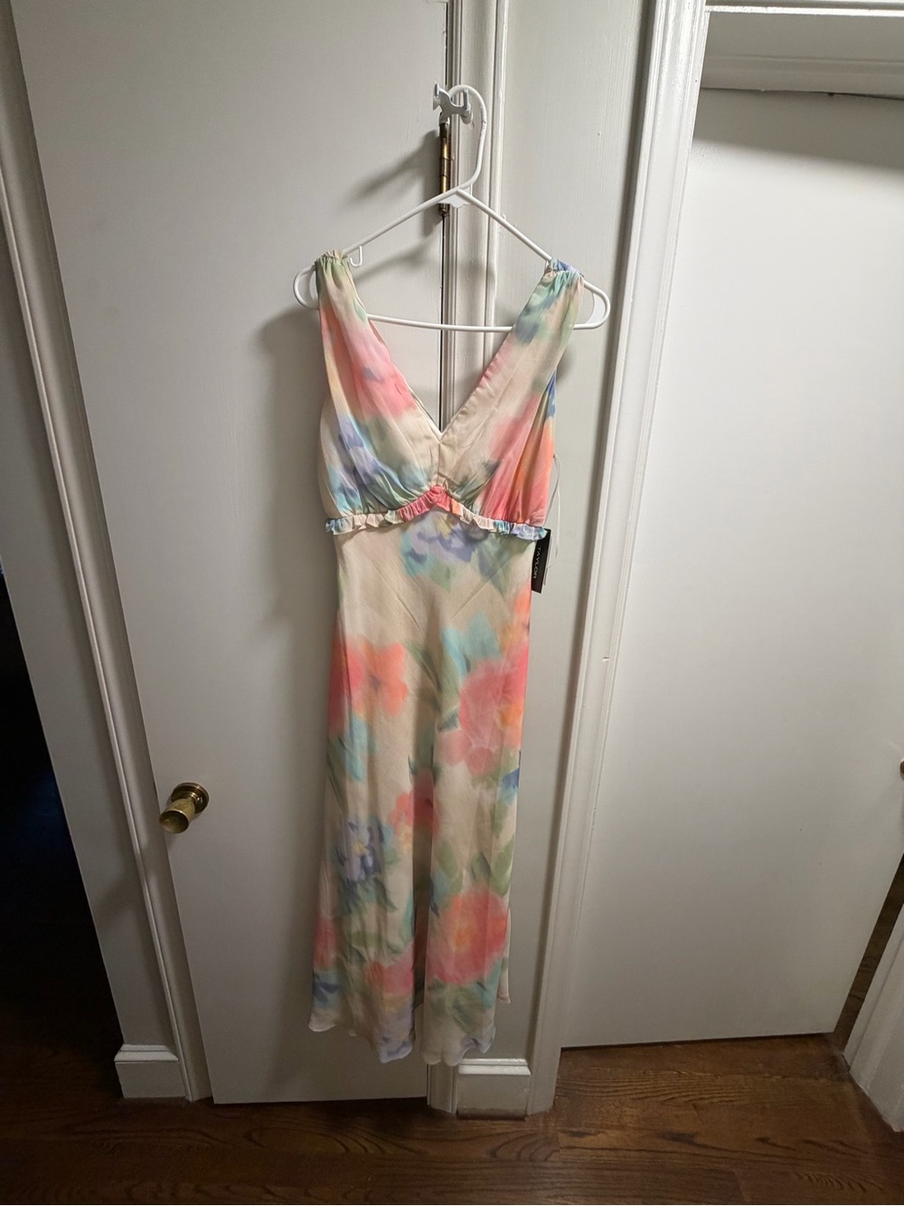 Taylor Cream Floral V-Neck Maxi Dress with Pastel Accents